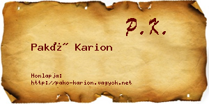 Pakó Karion névjegykártya